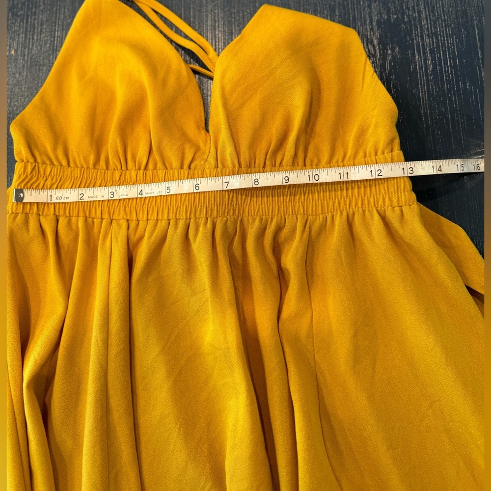 Fashion Nova River Flow Mustard Yellow V-Neck Tie-Waist Maxi Dress - Picture 9 of 10
